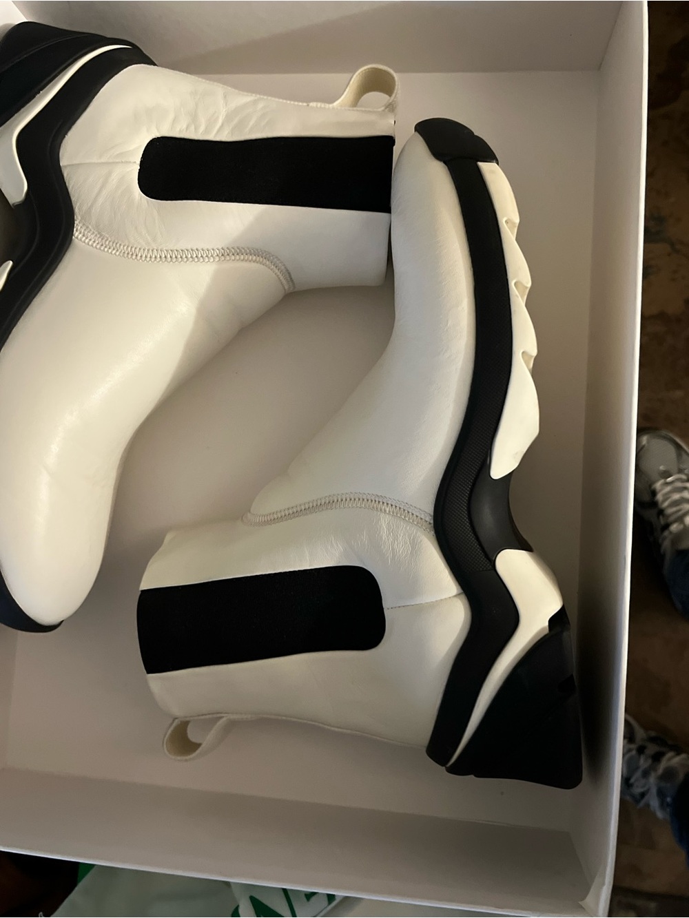 Bottega Veneta White and Black Men's Leather Boots